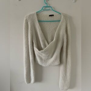 Dynamite white fuzzy sweater